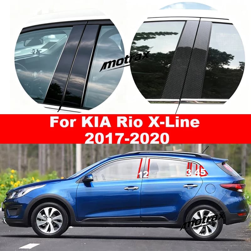 Car PC Material Pillar Post Cover Door Trim Window Molding Sticker Plate for Kia Rio X-Line 2017 2018 2019 2020 Accessories