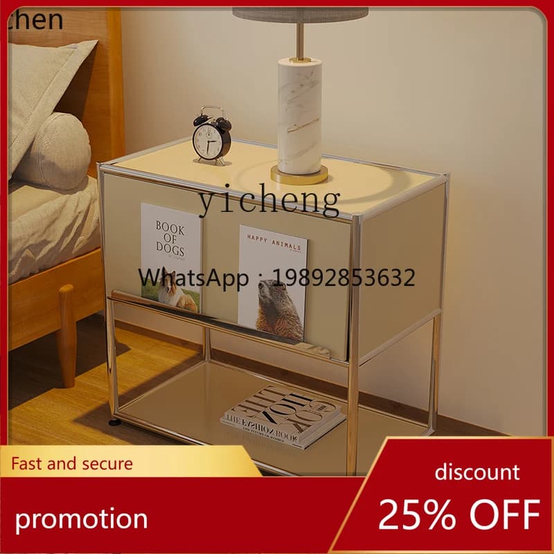 YFY Bedroom Bedside Table  Mid-Ancient Module Cabinet Stainless Steel Sideboard Cabinet