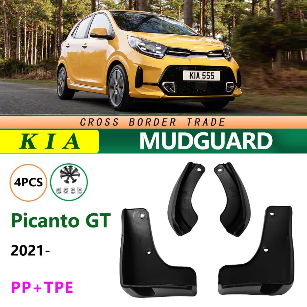 For 2021-2025 Kia Picanto GT Mud Flaps Set of 4 Front Rear Splash Guards Durable Fender Protection