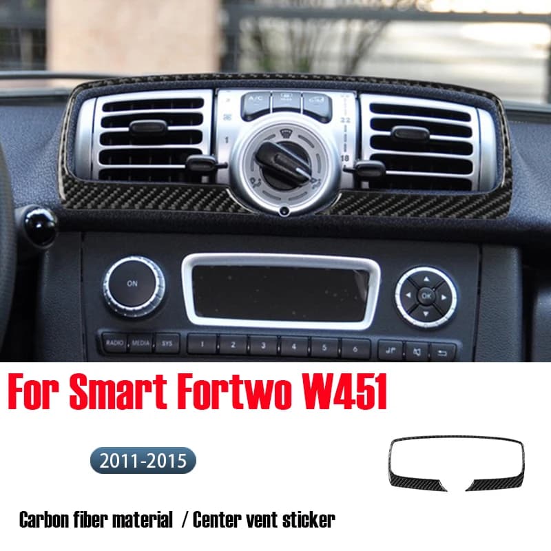Fit For Smart Fortwo W451 2011–2015 Soft Carbon Fiber Air Vent Control Panel Trim Sticker – Interior Protection Accessory
