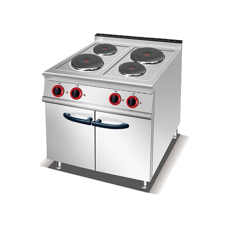 Commercial vertical four-head round plate ceramic furnace  quipment Cooking oven with oven cabinet seat