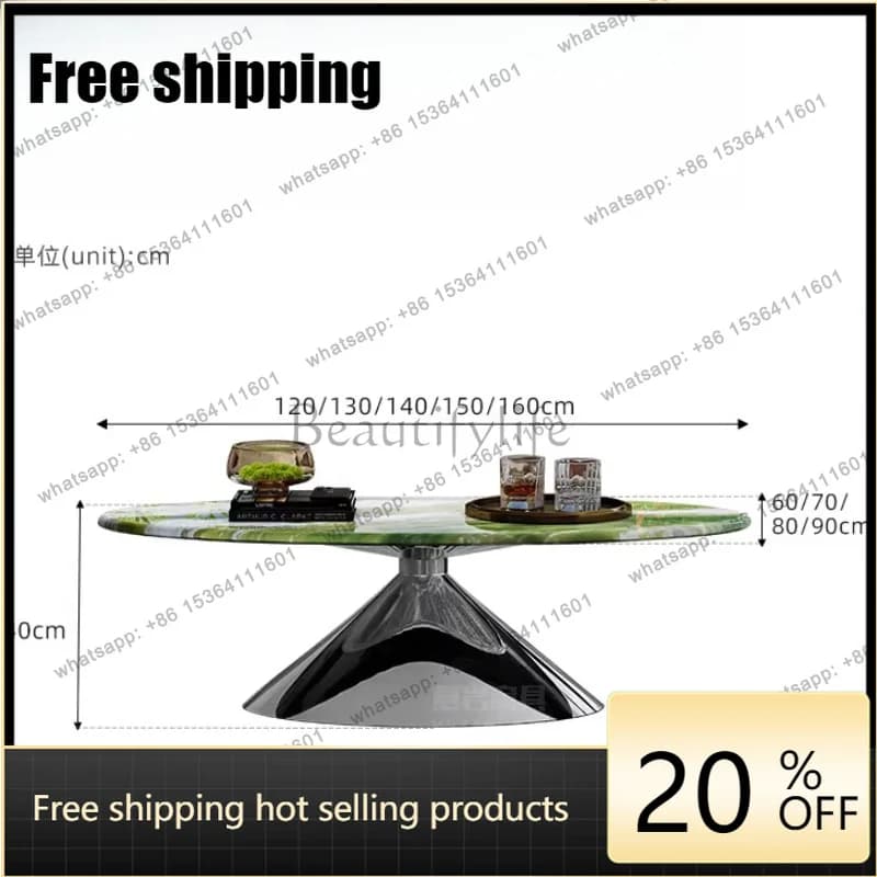 Natural Irish Green Coffee Table Beautiful Light Luxury Stone Tea Table Designer Marble Iving Room Furniture Theetafel XY40CJ Fa
