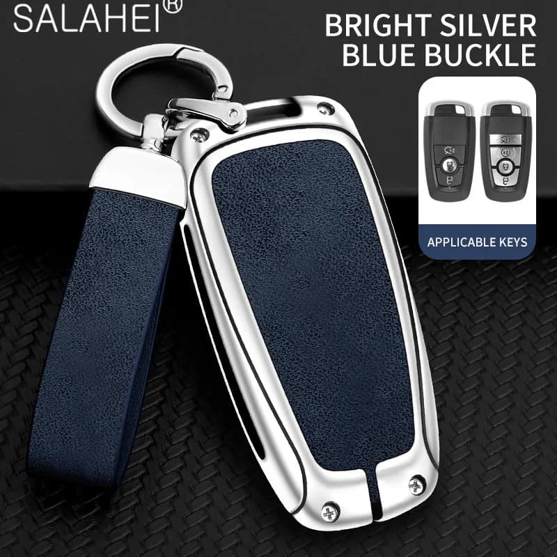 Remote Keychain Holder For Ford Raptor F150 Edge Fusion Mustang Explorer F150 F250 F350 Ecosport Zinc Alloy Car Remote Key Case
