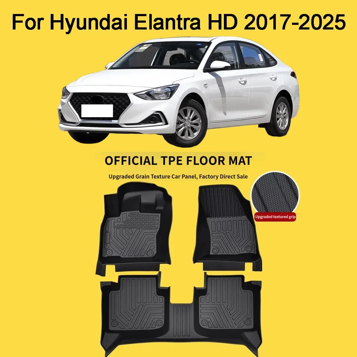 TPE Easy Clean Mud Carpet Foot Pad Waterproof Anti-dirt Auto Parts For Hyundai Elantra HD 2017-2025 Car Interior Accessories