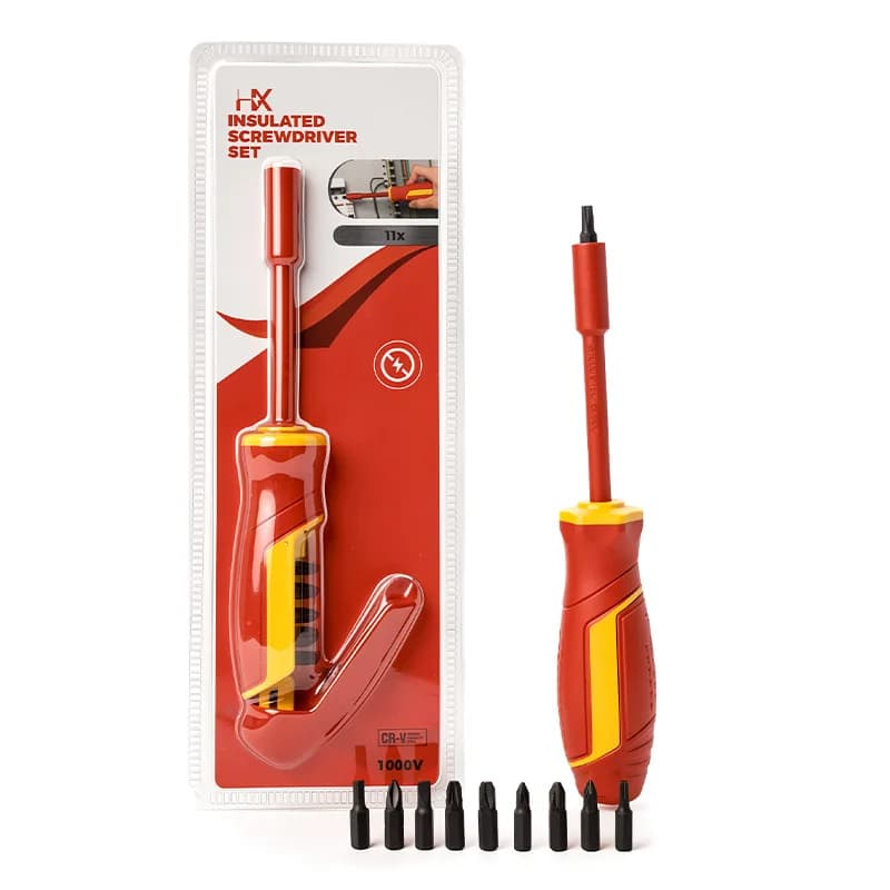 10in1 Insulated Screwdriver Set Interchangeable Bits Phillips Slotted Torx VDE High Voltage For Home Electrician Repair Tools