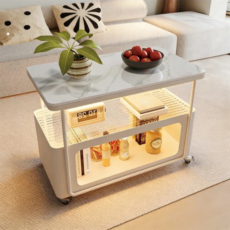 Living room sofa removable side table 2026 new household rock slab trolley side coffee table corner table