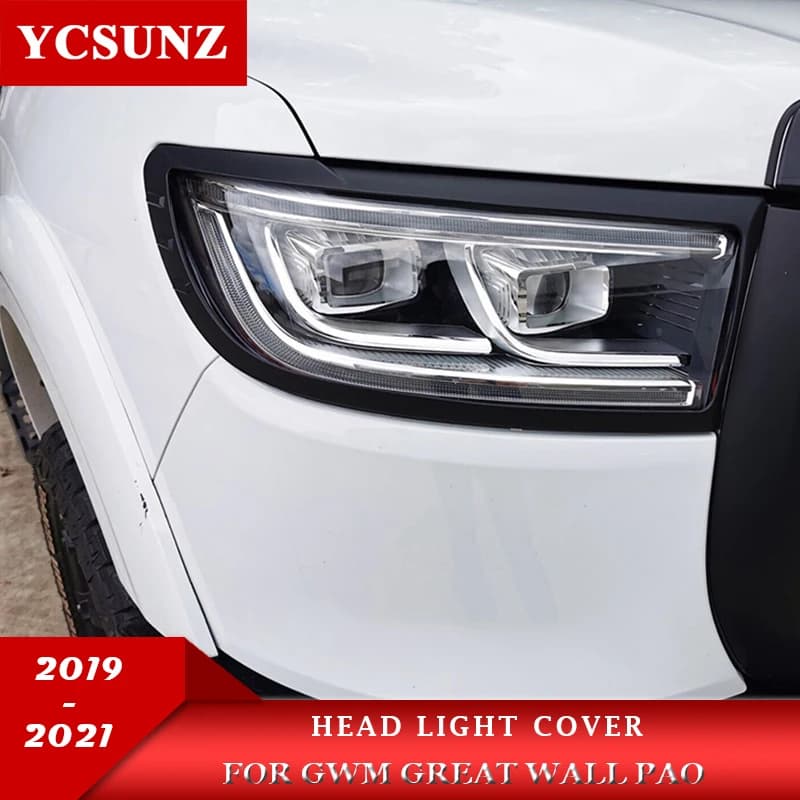 ABS Head Light Cover For GWM Great Wall Pao Great Wall Poer Power 2019 2020 2021 2022 Pick Up Trunk Front Lamp Hood Car Styling