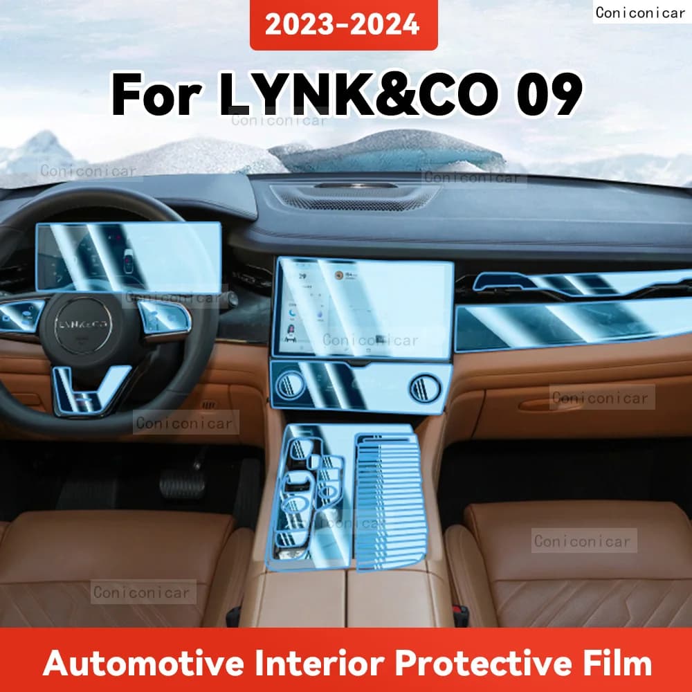 TPU For LYNK&CO 09 2023 2024 LYNK CO Transparent Protective Film Car Interior Central Control Navigation Panel Cover Accessories