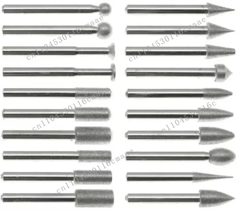 20pcs Diamond Burrs Coated Rotary SMALL Head Point Grinding Jewelry Tools GRIT 120