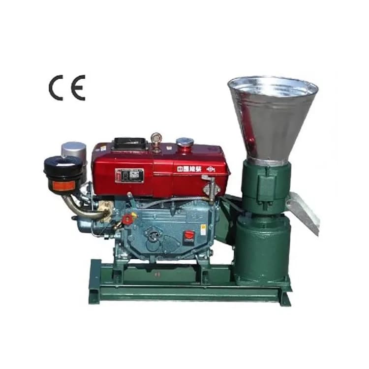 Mobile Wood Pellet Mill Engine Motor Pelletizer Gear Bearing 55HP 900-1200kg/h