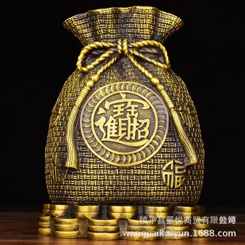 Copper piggy bank ornament, copper metal money box, home living room decoration, savings jar, treasure bowl, handicraft