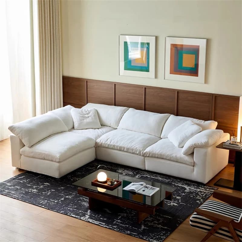 vacuum compression living room sofas French cream wind soft aesthetic sofa bed comfortable sofá cama living room furniture