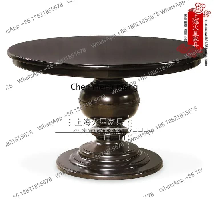 French retro solid wood dining table and chair combination, American rural solid wood round dining table, living room furniture2