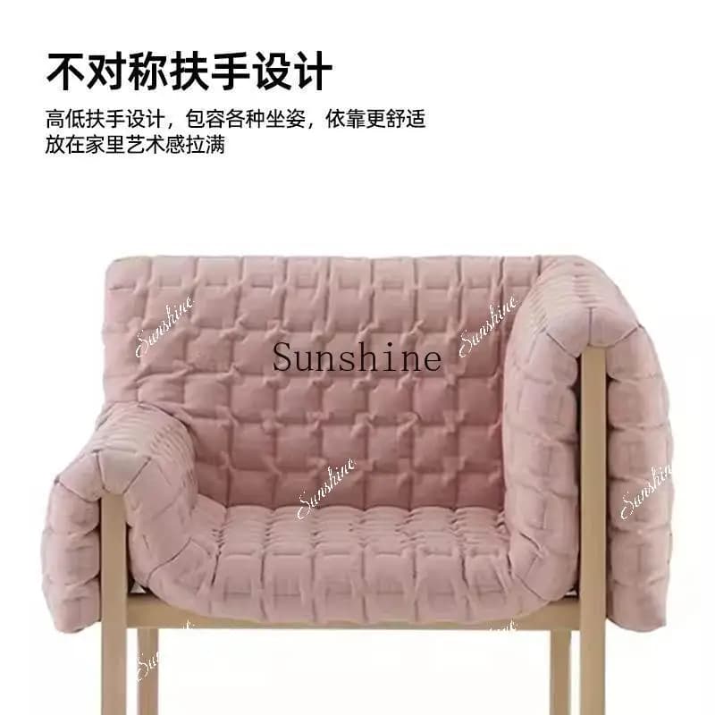 French minimalist living room single sofa balcony bedroom fabric leisure chair  FT