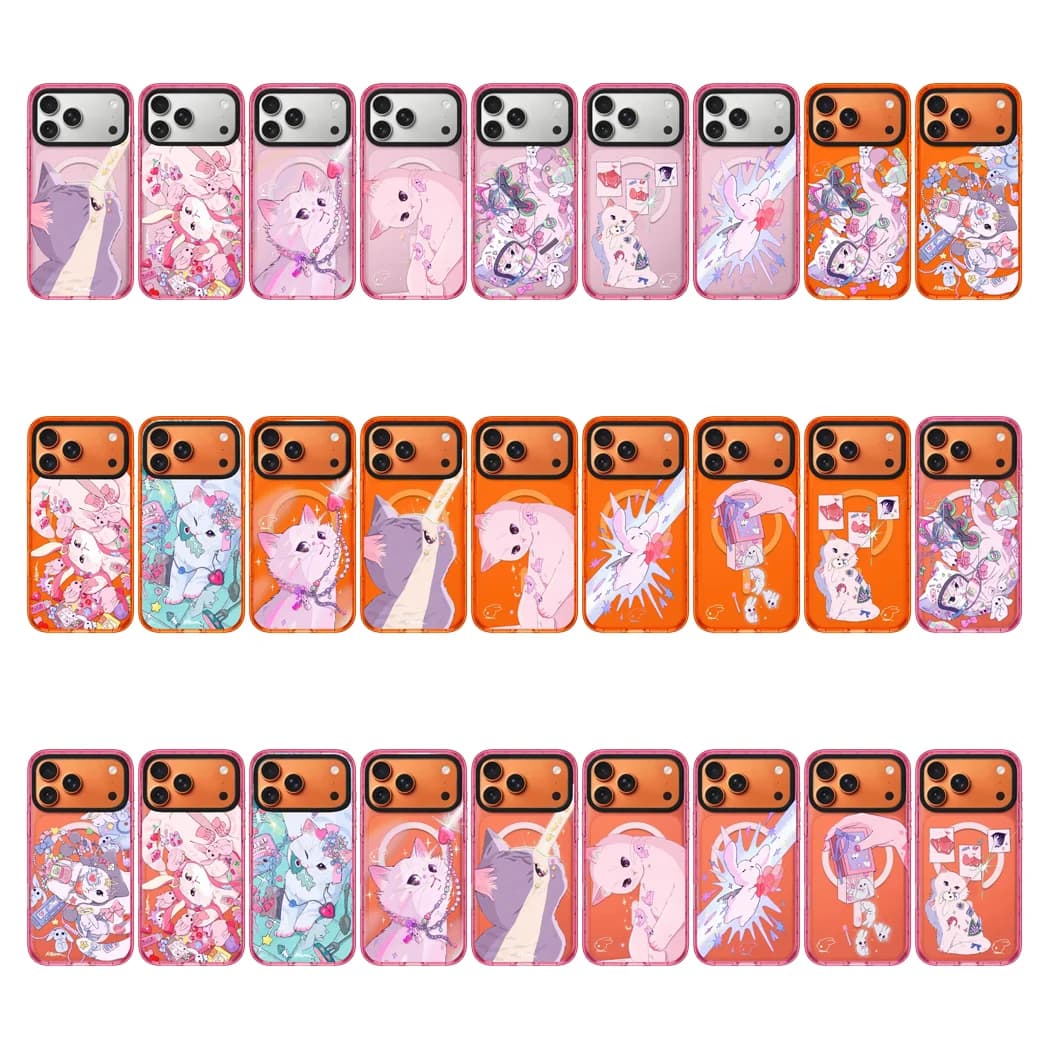 Lovely Cat Orange Star Pink Glitter Acrylic Phone Cover for IPhone 15 16 17 Pro Max Case for IPhone 17Pro