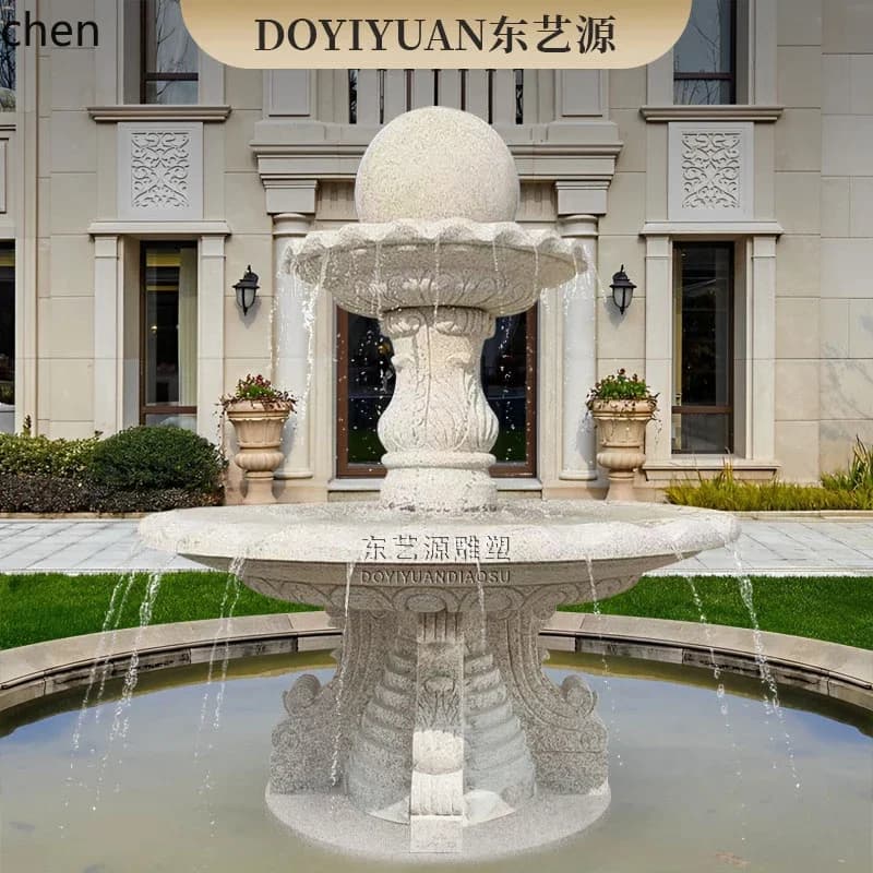 DSAstone sculpture fountain feng shui ball water spray sculpture courtyard rockery circulating water lotus pot ornament