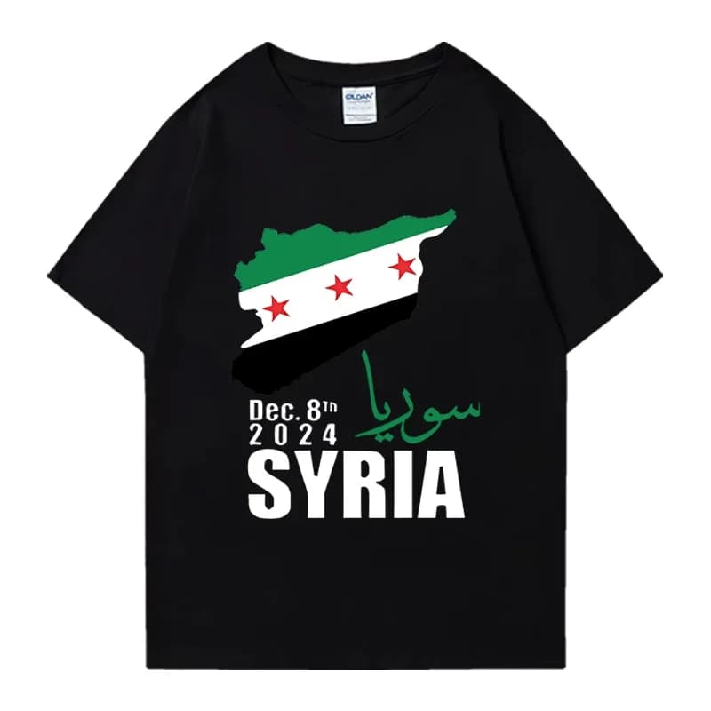 Syrian Flag Syria Oversized T-Shirt Gift Unisex Funny Damascus Harajuku Cotton Casual Tops Hip Hop Streetwear Unisex Summer Tops