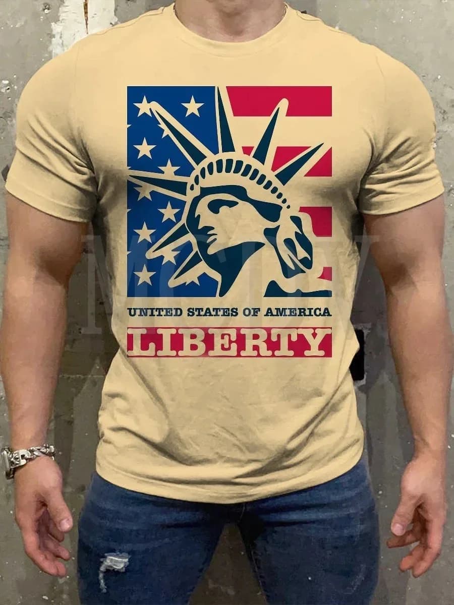 2023 Summer Men's Happy Independence Day Flag Art Horse T-Shirt The Colorful The Best He Him Hole LGBT3D Printed T Shirt
