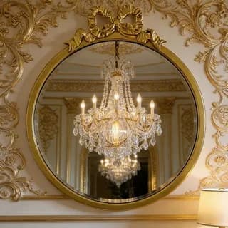 DSA pastoral wrought iron round wall-mounted mirror multifunctional vanity mirror decorative mirror