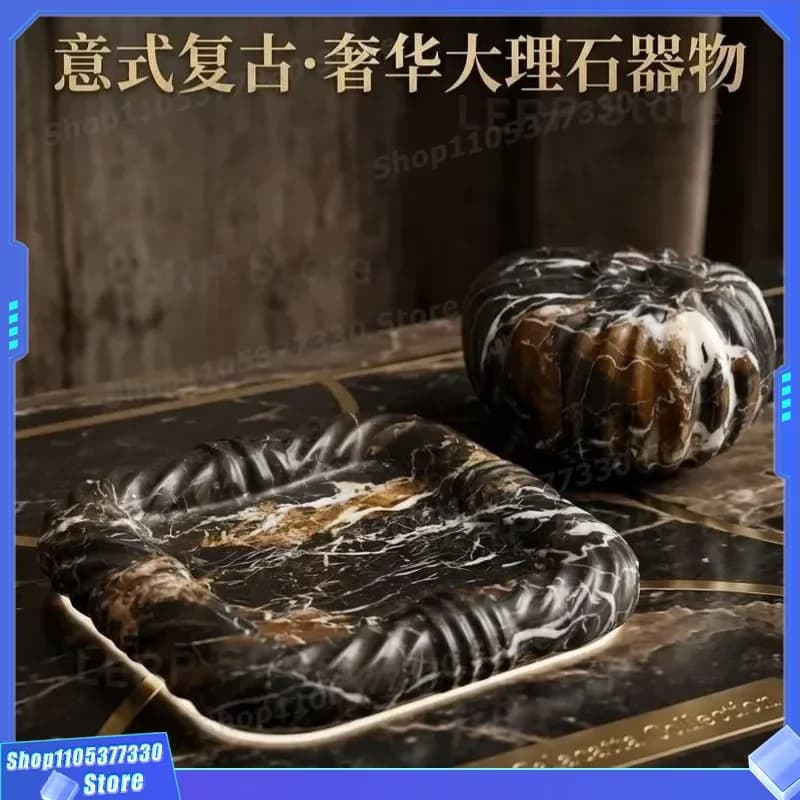 Wabi Sand Travertine Irregular Fruit Tray Special Shaped Snack Nut Plate Coffee Table Decorative Ornament for Home Living