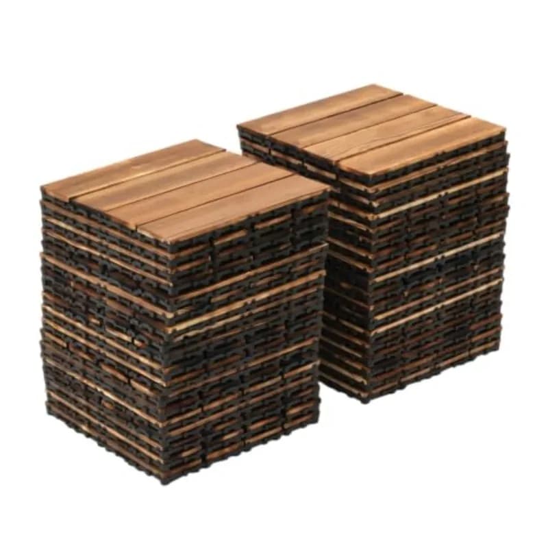 Non-Slip Deck Tiles Indoor Outdoor Waterproof Wood Flooring Pavers Tiles36Pcs 12''x12'' Hardwood Interlocking Patio Deck Tiles,