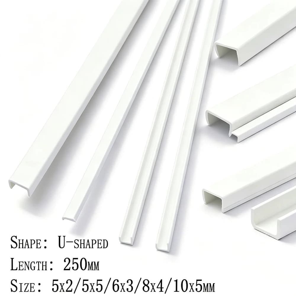 10-50pcs U-Shape ABS Plastic Strips for DIY Crafts Model Building Material Mountain Sticks Profile for Transformation
