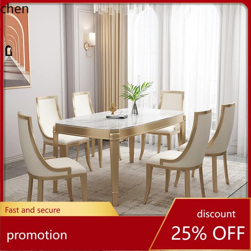 HT Modern Dining Table and Chair Set All Solid Wood Rectangular Dining Table Modern Simple Dining Table