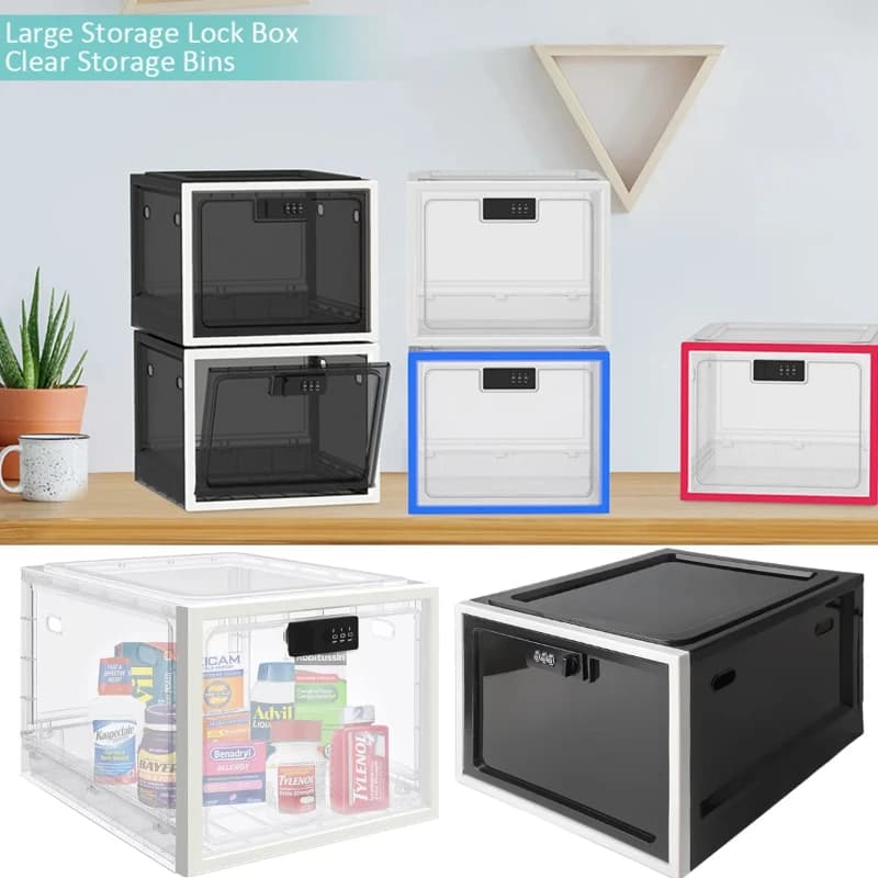 Lock Box Refrigerator Lockable Box for Food, Storage Locker-Lockbox with Combination Lock, for Medical Organizer Locking Cabinet