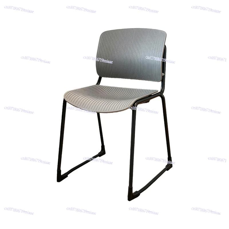 Simple Gray Back Chair, Black Metal Frame Office Chair Home Study Chair Negotiation Reception Comfortable Seat