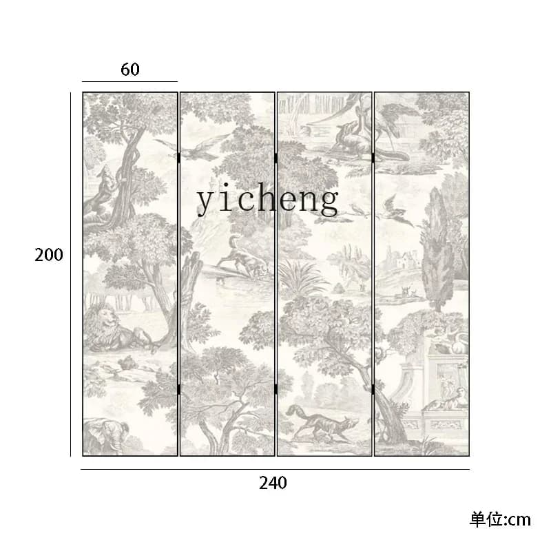 XL partition living room folding mobile bedroom blocking sofa bedside background decoration retro