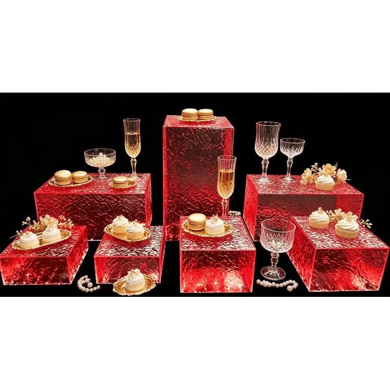 8PCS Luxury Colorful Dessert Display Stand Tea Break Table Acrylic Buffet Rack Cake For Party Shop Opening Stage Candy Bar Decor