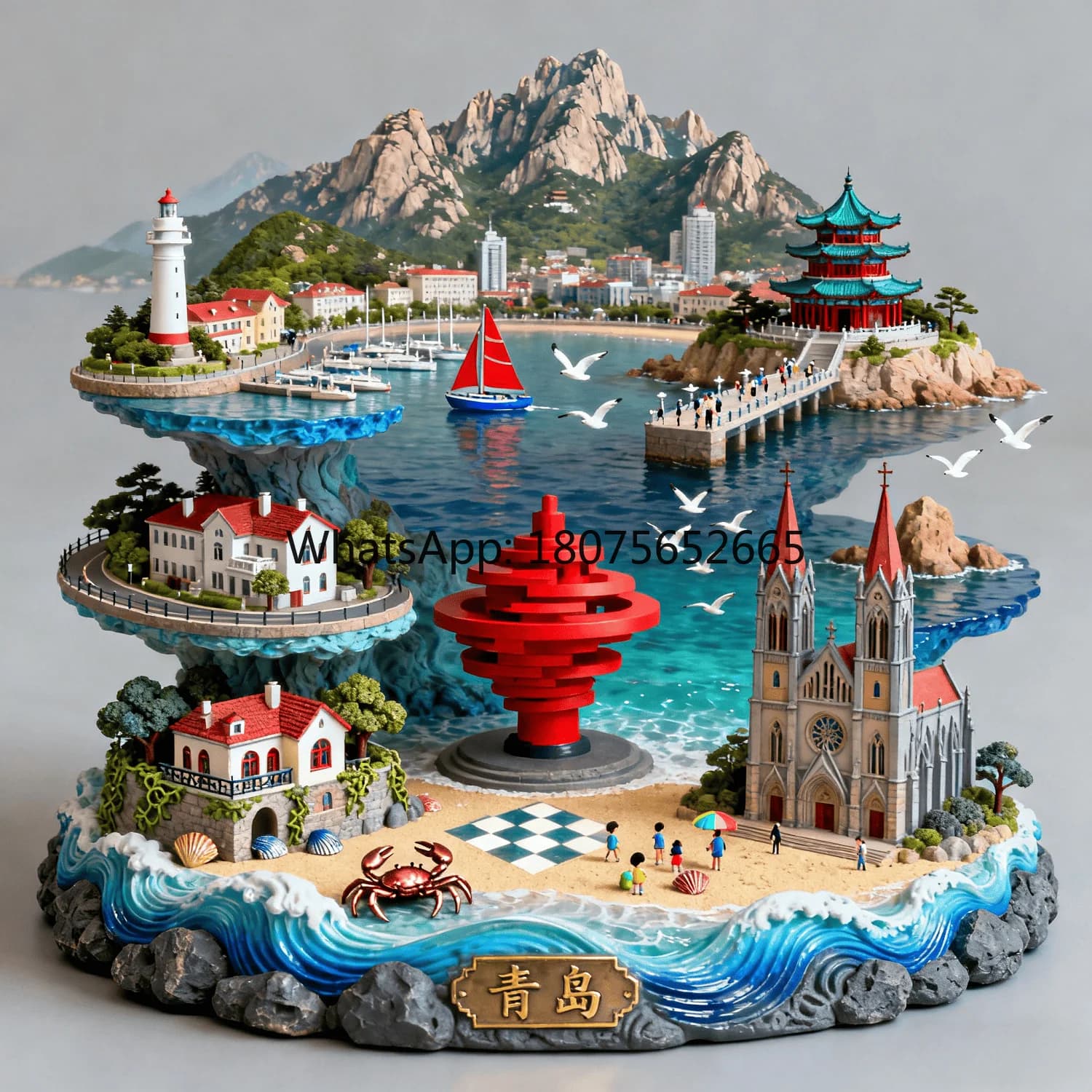 Qingdao metal refrigerator sticker embossed travel and tourism cultural and creative souvenirs
