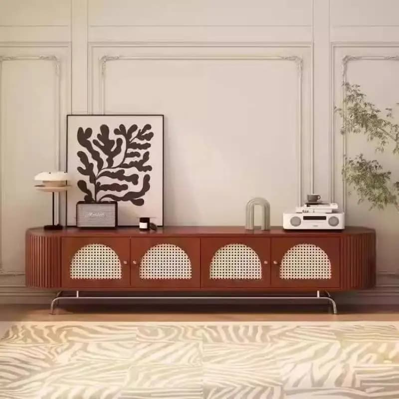 Door Decoration Tv Cabinet Brown Stand Vintage Luxury Apartments Tv Cabinet Mid Century Designer Mueble De Tv Furniture For Home