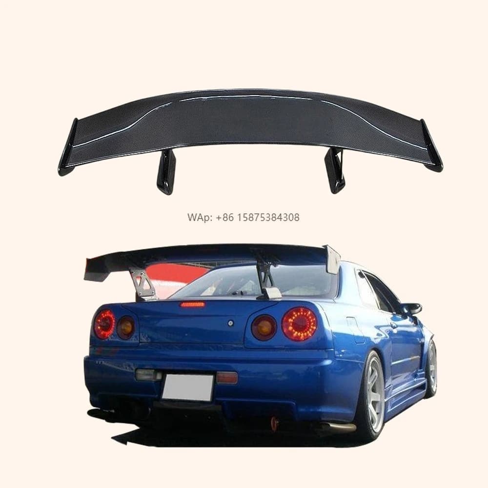Car Body Kit Rear Tail Wing for Skyline R34 GTT GTR TOPS Style Carbon Rear Trunk GT Spoiler