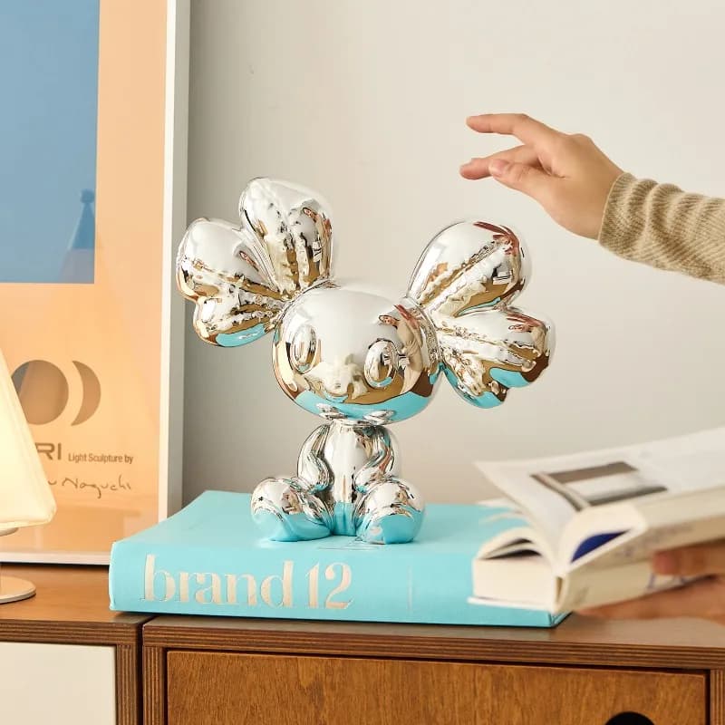 Italian-style Mirrored Cartoon Ornaments Minimalist Soft Furnishings Cute Cartoon Bear Figurine A Good Gift