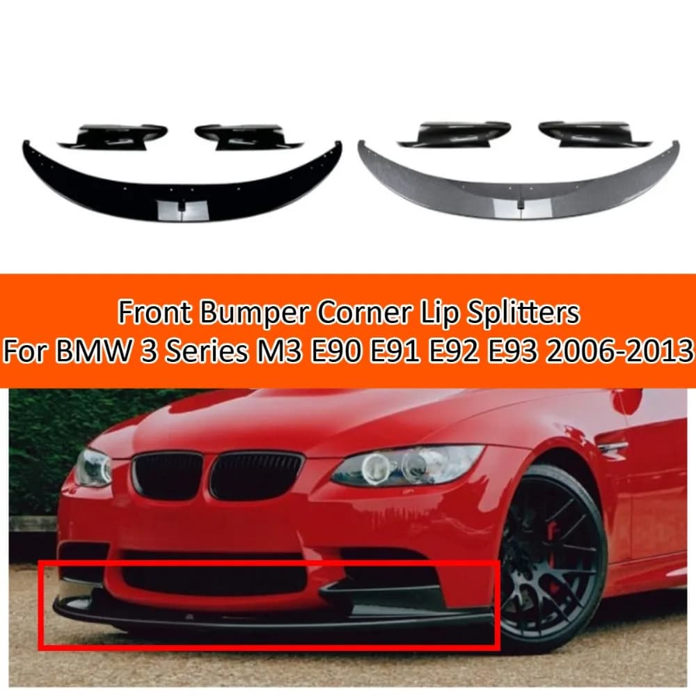 Front Bumper Corner Lip Splitters For BMW 3 Series M3 E90 E91 E92 E93 2006-2013 Front Spoiler Exterior Styling Body Kit Trim Set