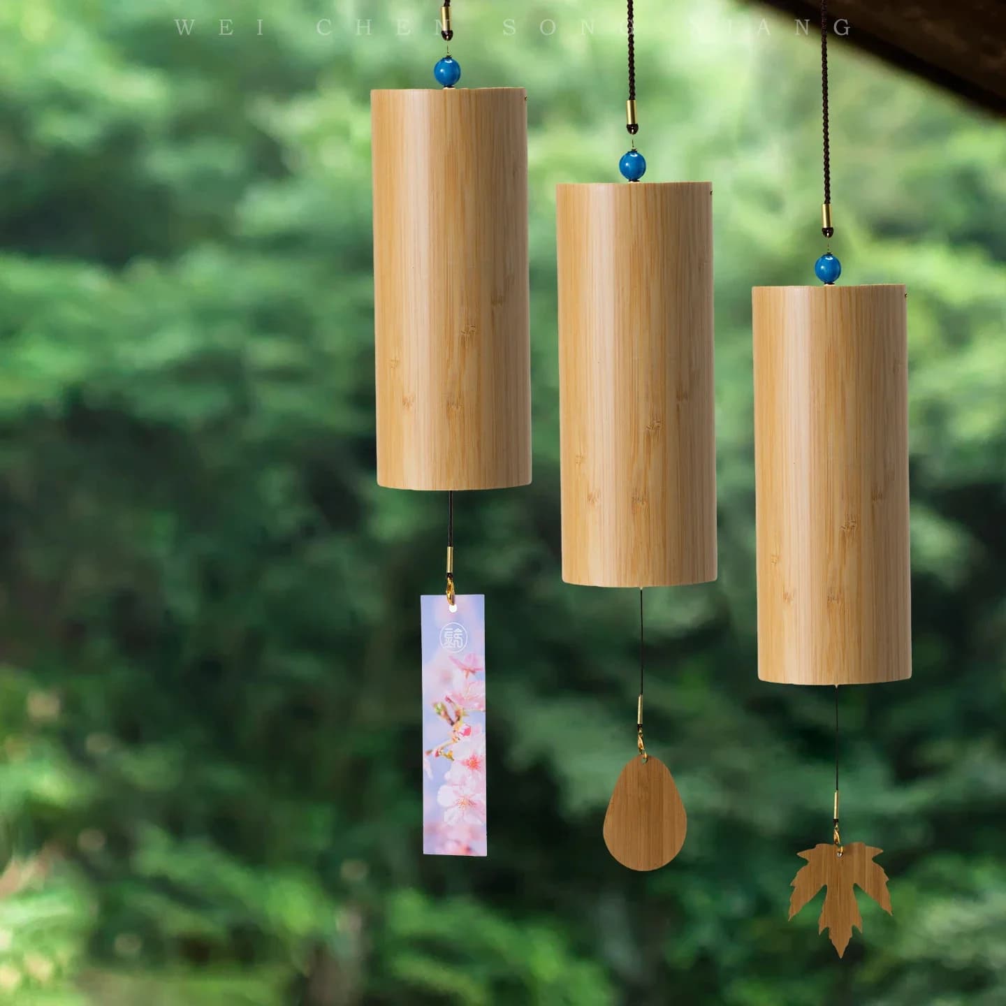 Japanese Bamboo Wind Chimes 8 Rods Chord Windchime Chimes Craft Outdoor Garden Patio Windbell Notes Zen Meditation C F D G