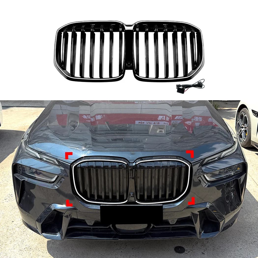 FOR BMW X7 G07 LCI Front Single Slat Grille,ABS Plastic Gloss Black Body Kit Accessories 2023‑2026