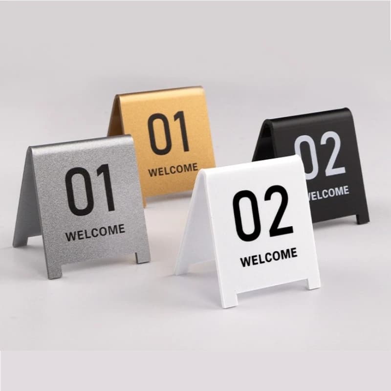 Plastic acrylic table card V-shaped desk card dining table three-dimensional number plate restaurant seat logo display sign