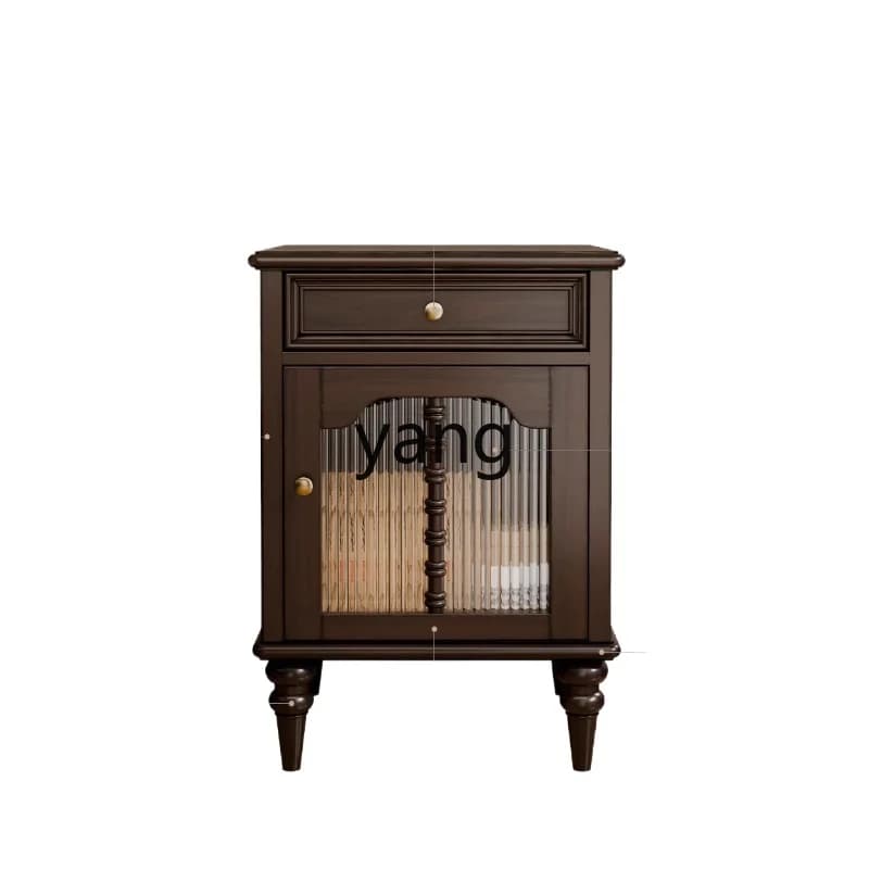 LMMFrench retro bedside table Solid wood bedside storage cabinet Small and simple