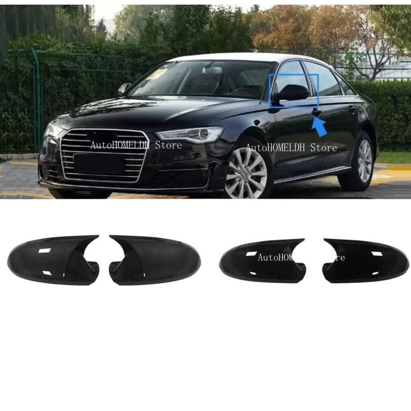 Car Rearview Side Mirror Cover Wing Cap Fit For Audi A6 C7 C7.5 S6 4G RS6 2012 - 2016 2018  Door Housing Shell Trim ABS Carbon