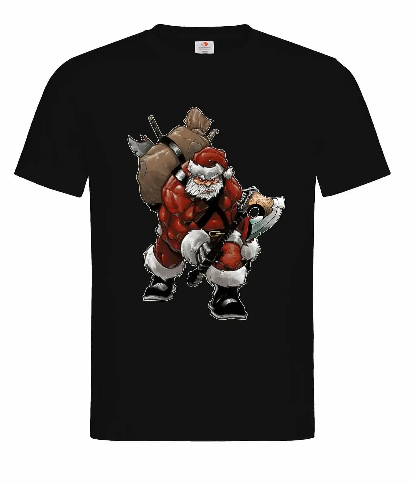 Funny Nordic Warrior Odin Santa Christmas Gift Valhalla T-Shirt 100% Cotton O-Neck Short Sleeve Casual Mens T-shirt Streetwear