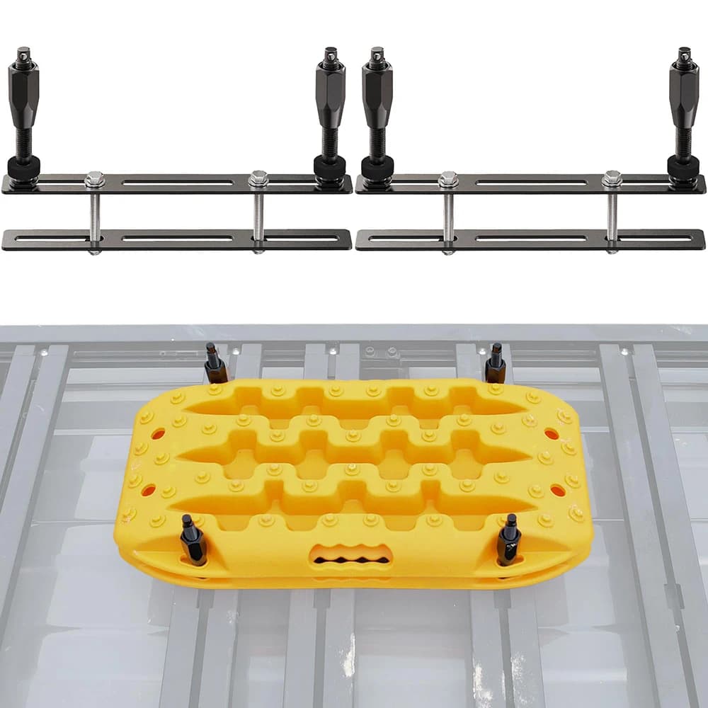 Recovery Board Mount Kit, Universal Bracket for Traction Tracks Adjustable Lockable Pin Set for Roof Rack Crossbar Cargo Basket