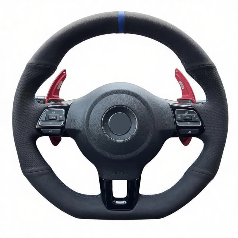 Car Steering Wheel Cover Black Suede for Volkswagen Golf 6 GTI MK6 VW Polo GTI Scirocco R Passat CC R-Line 2010 Car Interior