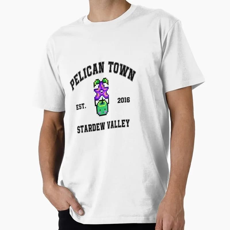 Stardew Pelican Town Jumino Stardew valley Cute Cartoon RPG Video game Gift T Shirt for Gamer Short sleeve Graphic Tee