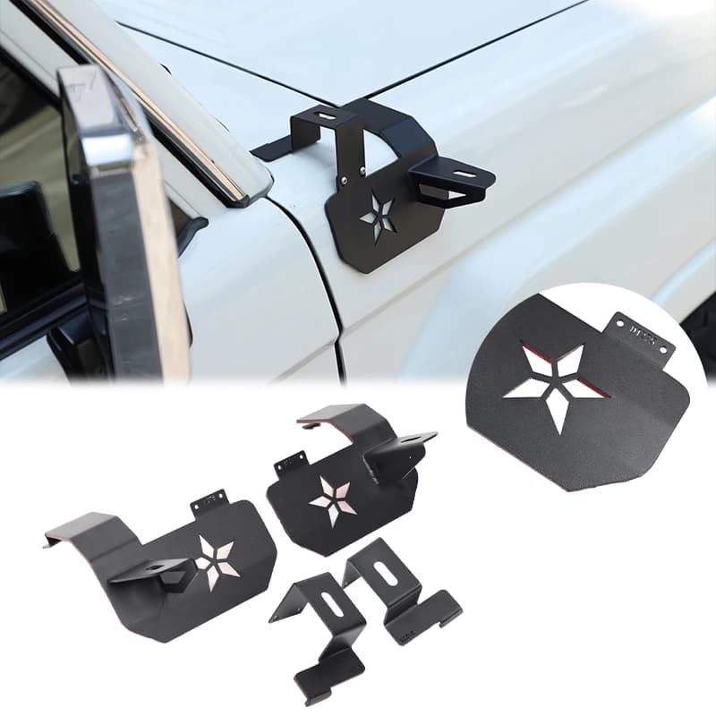 Hood Hinge Spotlight Antenna Dual Mount A Pillar Ditch Light Mount Bracket For Toyota Land Cruiser LC71 LC76 LC79 J70 2007-2026