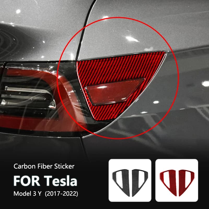 2Pcs Car Charging Port Panel Carbon Fiber Trim Stickers For Tesla Model Y 3 2017 2018 2019 2020 2021 2022 Styling Accessories