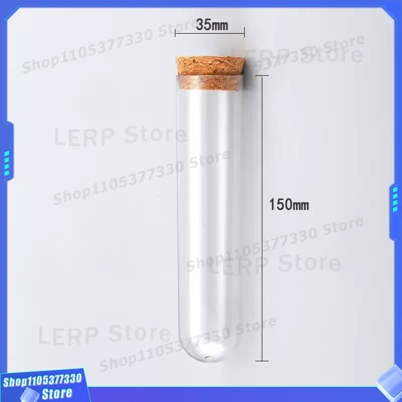 Disposable Hard PC Plastic Test Tube 35x150mm With Cork Stopper Laboratory Sample Vial Clear Round Bottom Container For