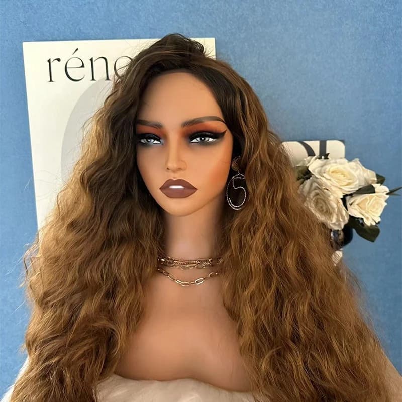 European and American skin tone double shoulder model head wig cover necklace bracket half body simulation head mold