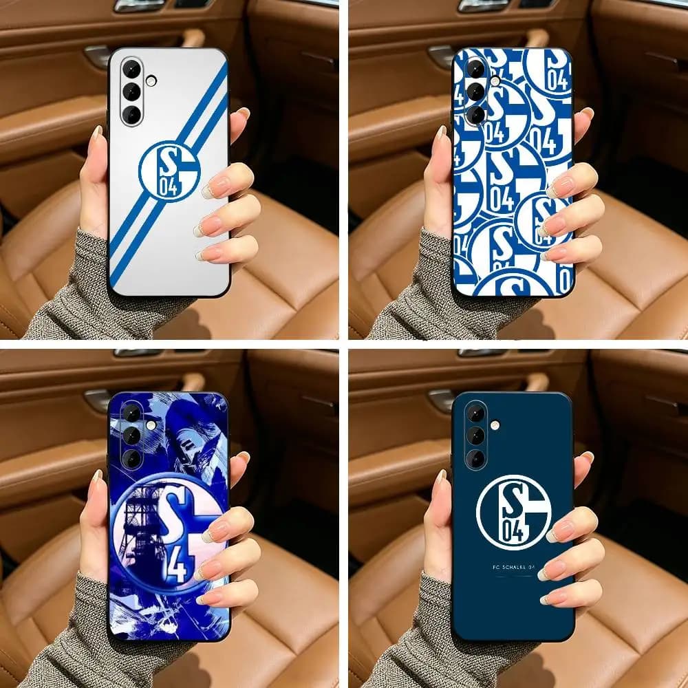 Classic S-Schalke 0 4 P-Pattern Soft Silicone phone Case for Samsung Galaxy A73/A71/A72/A70/A53/A52/A51 - Black